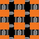 Autumn Harvest Gingham Decorative with Seasonal Motifs(Orange)