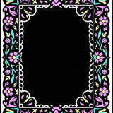 Boho Insect Garden with Stylized Floral and Decorative Petal Edges (Black)