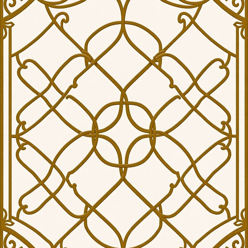 Graceful Trellis with Interlocking Floral and Scroll (Gold) - ODIKA