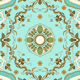 Tranquil Meadow Interlocking Floral Medallion(Blue)