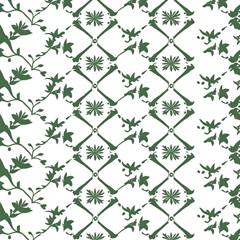 Lattice Rubber Backed Floor with Trellis Motif (Green) - ODIKA