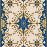 Flair with Metallic Filigree and Flowing Abstract Shapes(Blue)