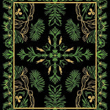 Nordic Pine Branch Interlocking with Festive Filigree Motifs(Black)