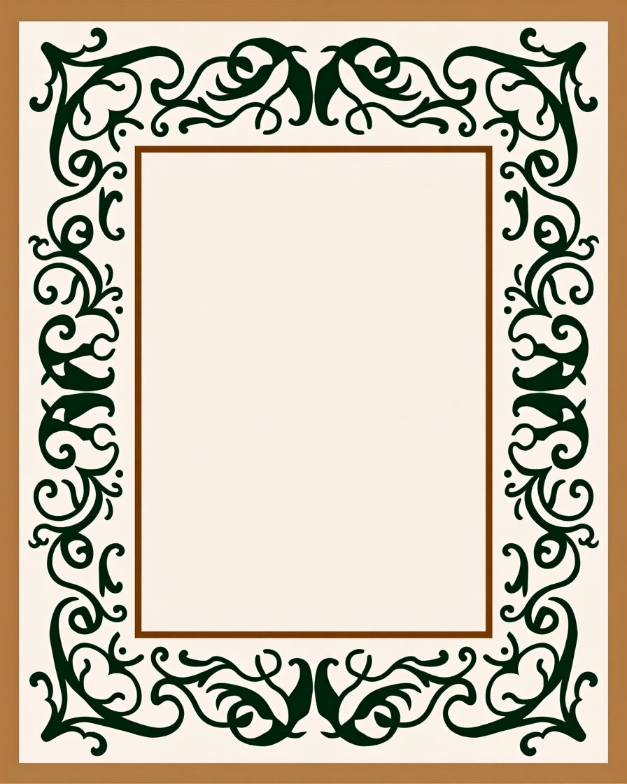 Mediterranean Vine Scroll Framed Border Transitional Elegant (Brown) - ODIKA