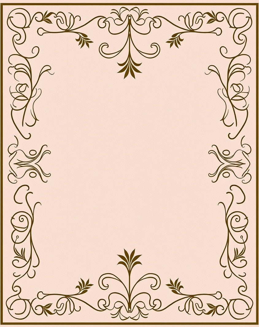 Art Nouveau Scrollwork with Elegant Flourish and Stylized Leaves (Beige) - ODIKA