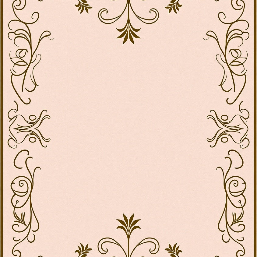 Art Nouveau Scrollwork with Elegant Flourish and Stylized Leaves (Beige) - ODIKA
