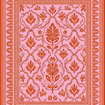 Ornamental Floral Mosaic with Interlocking Shapes and Delicate Foliage (Pink) - ODIKA