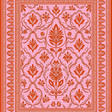 Ornamental Floral Mosaic with Interlocking Shapes and Delicate Foliage (Pink) - ODIKA