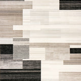 Contemporary Geometric Area with Elegant Beige and Black Design(Beige)