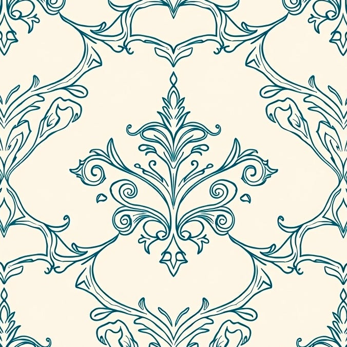 Damask Scrollwork Elegant French Provincial Design (Ivory) - ODIKA
