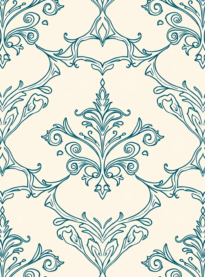 Damask Scrollwork Elegant French Provincial Design (Ivory) - ODIKA