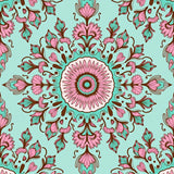 Enchanted Garden Floral Medallion Tapestry(Turquoise)