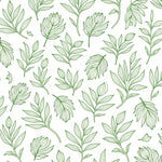 Abstract Paisley Swirl with Cascading Botanical (Green) - ODIKA