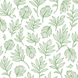 Abstract Paisley Swirl with Cascading Botanical (Green) - ODIKA