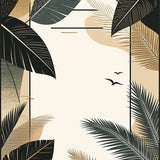 Chic Patterned RV Mat with Tropical Foliage Design for Indoor(Beige)