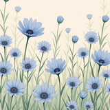 Meadow Garden Watercolor Illustration(Blue)