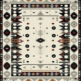 Contemporary Circle Black Grey Beige Southwestern Design(Beige)