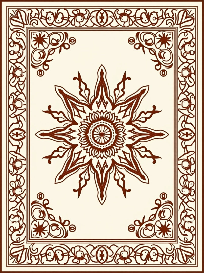Boho with Symmetrical Floral Scrollwork (Brown) - ODIKA