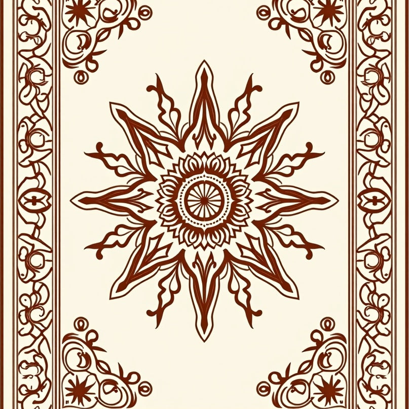 Boho with Symmetrical Floral Scrollwork (Brown) - ODIKA