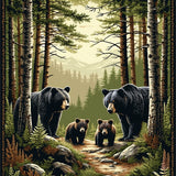 Rustic Cabin Woodland Bear Family Accent for(Brown)