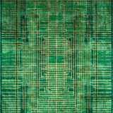 Dynamic Green and Gold Geometric Abstract Area for Modern Spaces(Green)