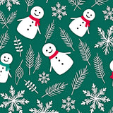 Whimsical Snowman and Pine Branches Semi Circle Design(Green)