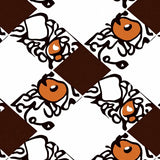 Autumn Orchard Tartan Check with Artistic Pumpkin Filigree(Brown)