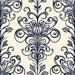Elegant Floral Damask Symmetrical Jacquard Distressed (Ivory) - ODIKA