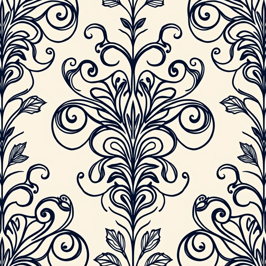 Elegant Floral Damask Symmetrical Jacquard Distressed (Ivory) - ODIKA