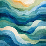 Ocean Waves Area Abstract Coastal Design(Blue)