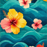 Hawaiian Inspired Surfboard Printed Tropical Beach Themed Floor(Blue)