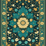Living Rug Peacock Garden Easy Clean Carpet(Blue)