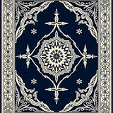 Athens Collection Classic Medallion Border Elegant Decorative(Blue)