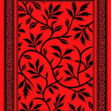 Folk Art Holly Vine with Intertwined Motifs(Red)