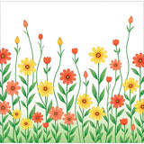 Botanical Meadow Blooms with Whimsical Leafy Accents (Yellow)