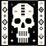 Abstract Geometric Skull Motif with Symmetrical Tribal Lines(Black)
