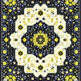 Chic Geometric Area Showcasing Navy and Mustard Decorative Elements(Blue)