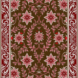 Holiday Botanical Scrollwork with Poinsettia and Frosted Sprigs(Brown)