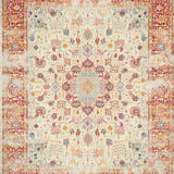 Artisan Medallion Area Embellished With Modern Geometric And Floral Layers(Beige)