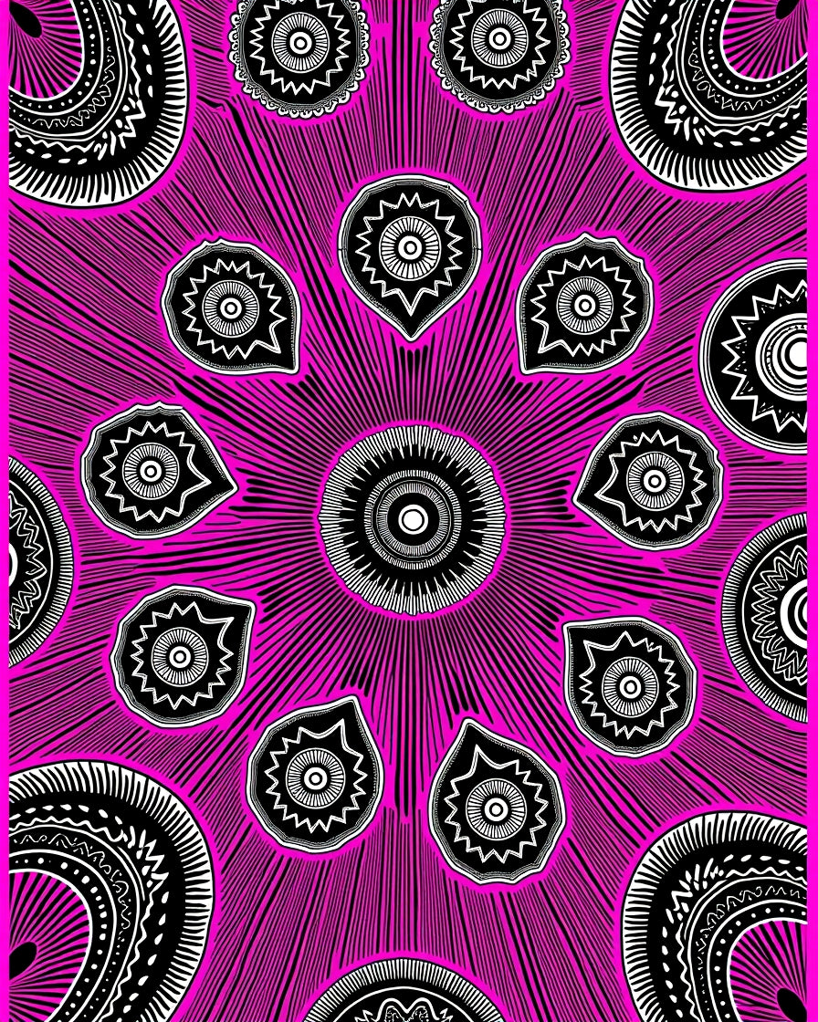 Celestial Eclipse Starburst Motif Cosmic Design (Pink) - ODIKA