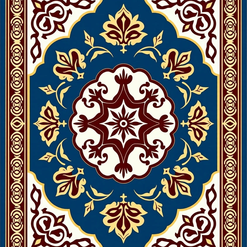 Vintage Medallion Foldable Decorative Floor (Blue) - ODIKA