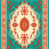 Citrus Burst Medallion Design with Intricate Floral Motifs (Red)