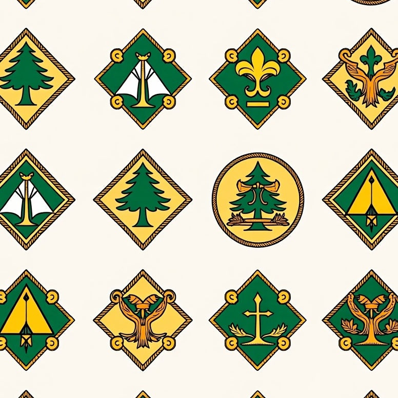 Nostalgic Explorer Badge Collection with Insignia Motifs (Green) - ODIKA