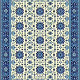 Classic Wool Runner Featuring Striking Blue and Beige Motifs(Beige)