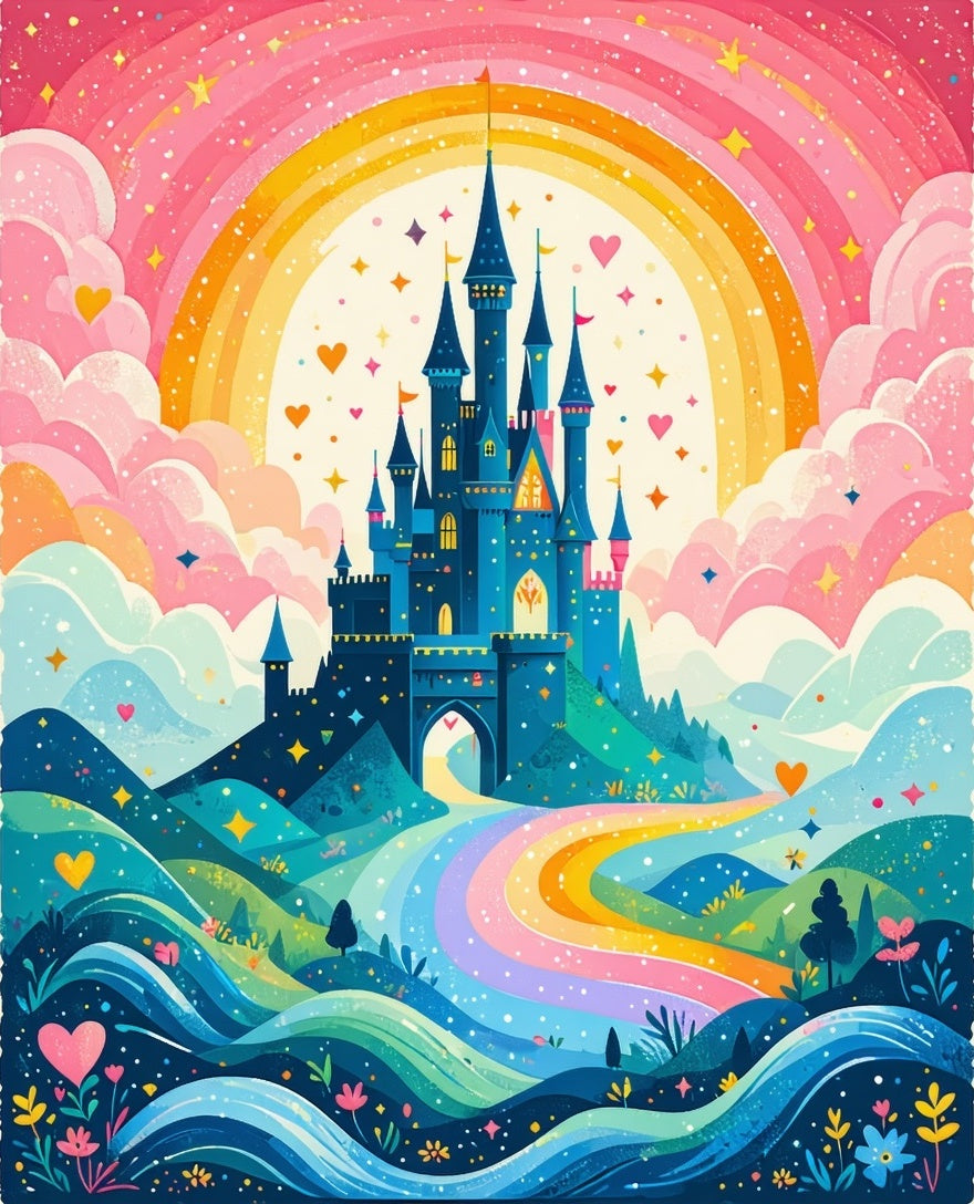 washable-pink-castle-rug-for-kids-room