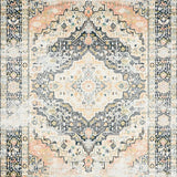 Elegant Beige and Grey with Faded Eastern Style Medallion Floral(Beige)