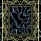 Modern Marble Cascade with Gold Ribbon Detailing(Black)