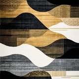 Farmhouse Rustic Rug with Black and Gold Elements(Gold)