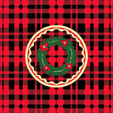 Heritage Tartan with Evergreen Wreath Medallion and Plaid Borders(Red)