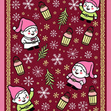 Holiday Lantern Parade with Jolly Gnomes and Spruce Branch Flourishes(Red)